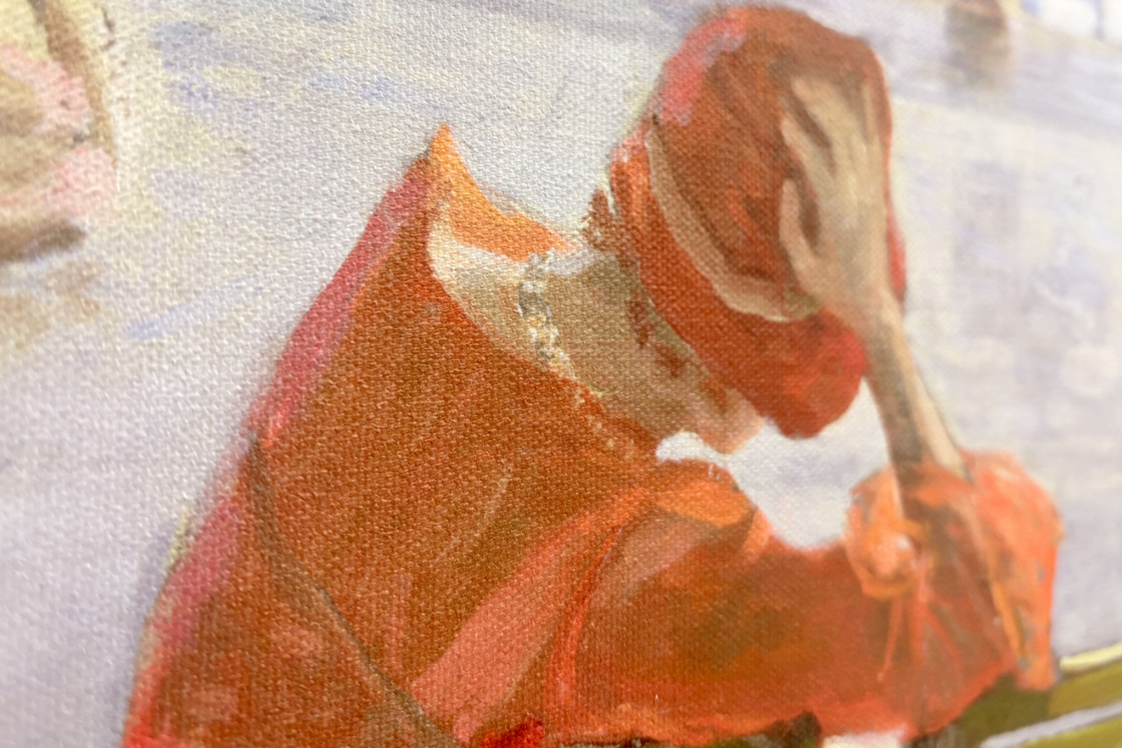 Meisje in een rode jurk leest bij een zwembad - John Lavery