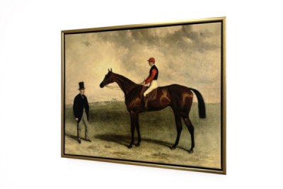 Gladiateur met Harry Grimshaw en zijn eigenaar, Graaf Frederic de Lagrange, 1865