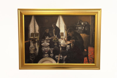 Diner - Diner in de rue Miromesnil, het huis van de familie Caillebotte (olieverf op doek)