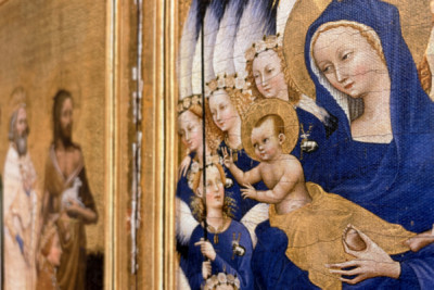 Richard II gepresenteerd aan de Maagd en het Kind door zijn patroonheilige Johannes de Doper en de heiligen Edward en Edmund, c.1395-99