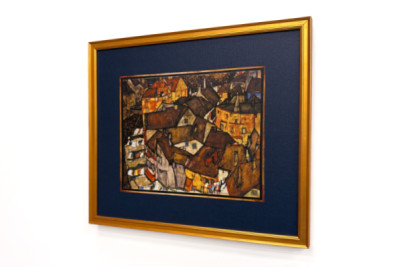 Halve cirkel van huizen, Krumau (het huidige Český Krumlov, Tsjechoslowakije) - Halve cirkel van huizen, Krumau (De kleine stad V), door Egon Schiele (1890-1918)