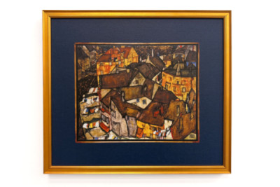 Halve cirkel van huizen, Krumau (het huidige Český Krumlov, Tsjechoslowakije) - Halve cirkel van huizen, Krumau (De kleine stad V), door Egon Schiele (1890-1918)