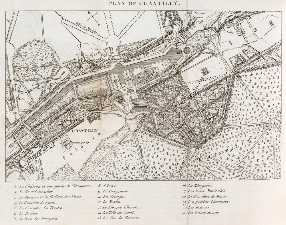 Promenades of routes van de tuinen van Chantilly door Mérigot