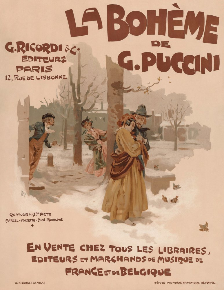 Poster voor de opera La Bohème door Giacomo Puccini door Adolfo Hohenstein