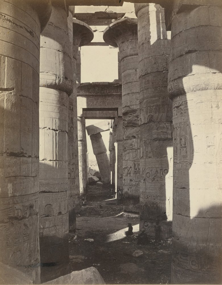 Haute-Egypte, Hypostyle Zaal in Karnak door Adolphe Braun