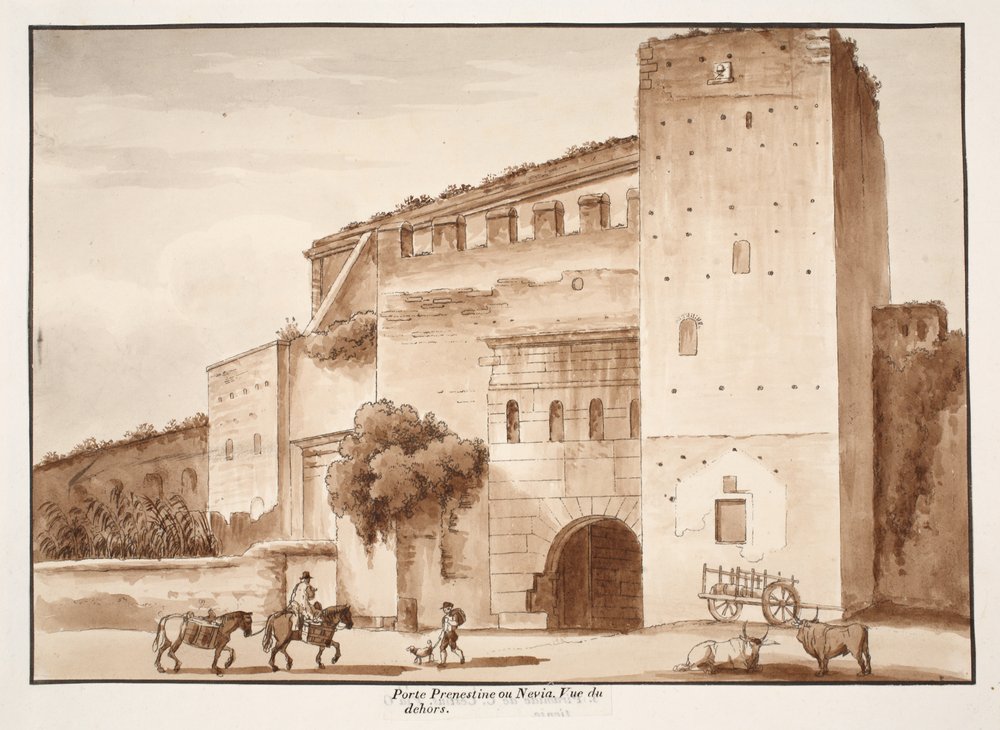 Buitenaanzicht van de Porta Prenestina of Nevia door Agostino Tofanelli