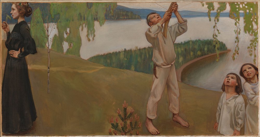 Lente, studie voor de fresco’s in het Jusélius-mausoleum door Akseli Gallen-Kallela