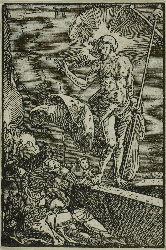 De opstanding, uit De val en verlossing van de mens door Albrecht Altdorfer