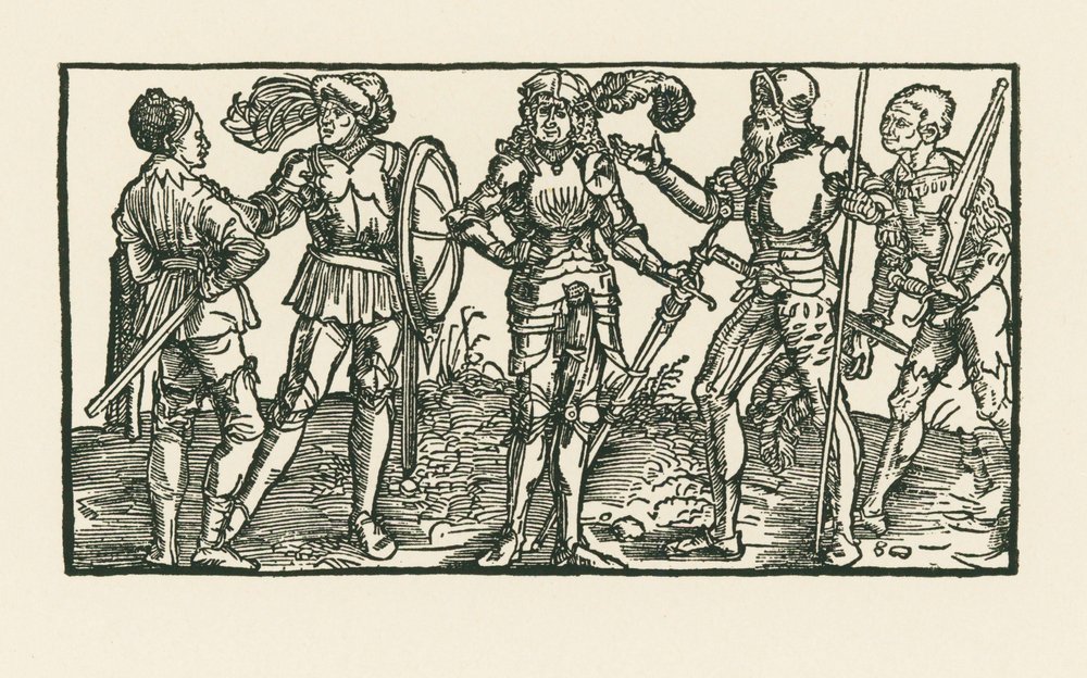 Ridders en soldaten door Albrecht Dürer or Duerer