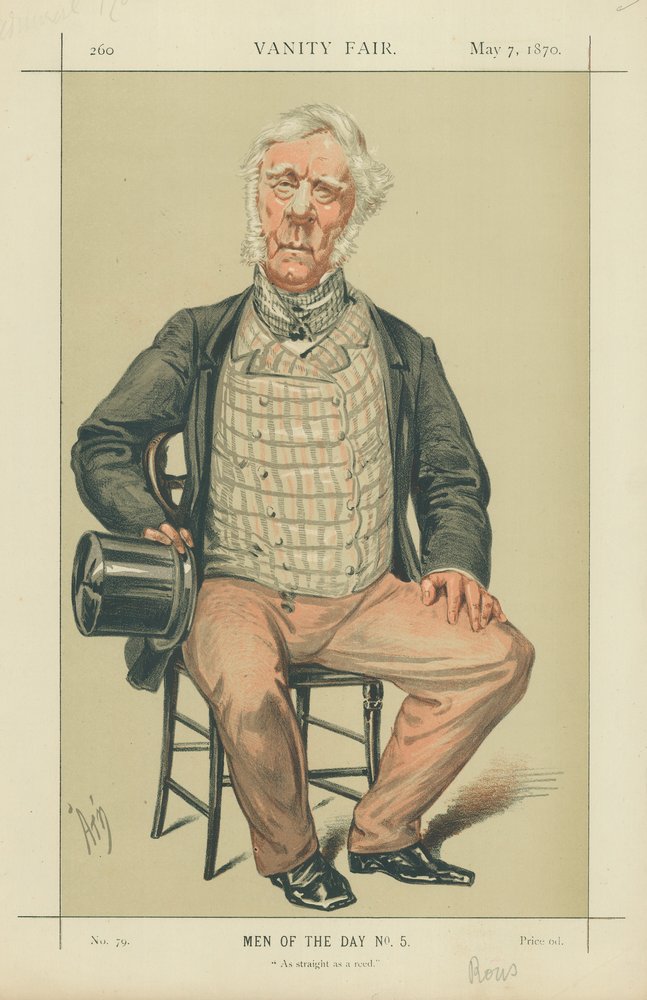 Admiraal Rous, Zo recht als een riet, 7 mei 1870, Vanity Fair cartoon