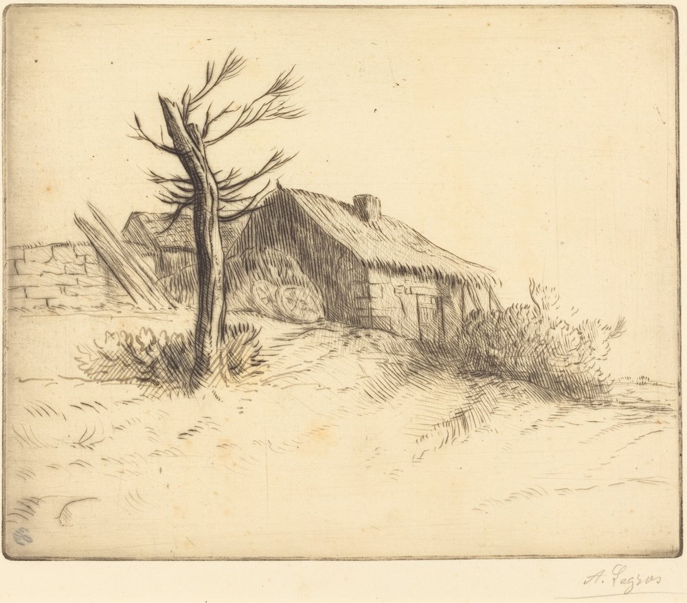 Rieten Huisje (Chaumiere) door Alphonse Legros