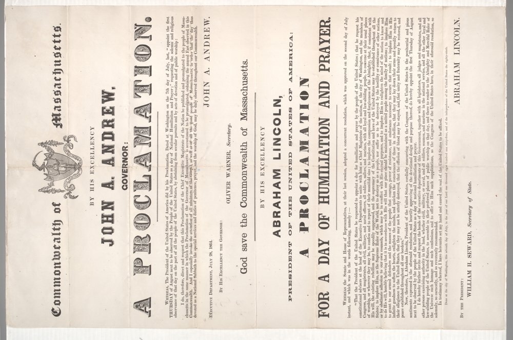 Een proclamatie voor een dag van vernedering en gebed, 28 juli 1864 door American School
