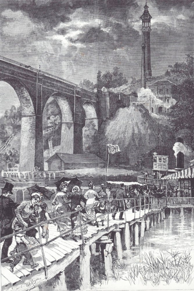High Bridge over de Harlem River, die vers water van Westchester County naar het reservoir van Central Park brengt door American School