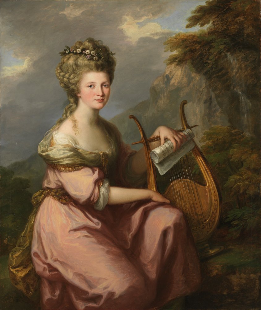 Portret van Sarah Harrop Mrs. Bates als een Muze door Angelica Kauffmann