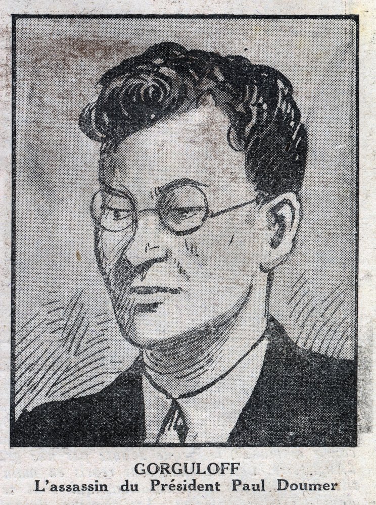 Portret van Paul Gorgulov of Gorguloff (1895-1932), moordenaar van de Franse president Paul Doumer (1857-1932). Gravure in “L