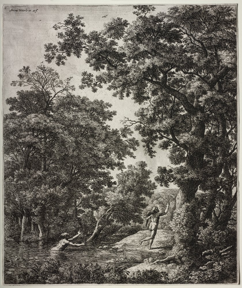Zes grote staande landschappen met scènes uit Ovidius