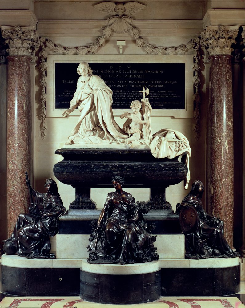 Het grafmonument van kardinaal Jules Mazarin in de kapel van het Institut de France, voorheen het Collège des Quatre-Nations, 1689-93 door Antoine Coysevox