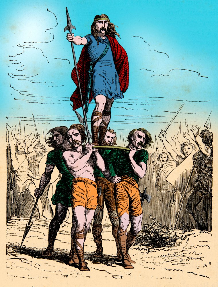 Gravure - Gallische kok draagt triomf op zijn schild (gravure) door Artist Unknown