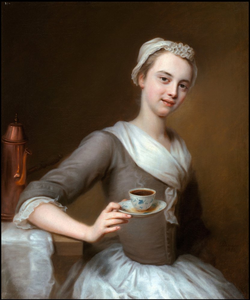 Een kopje koffie aanbieden door Balthasar Denner