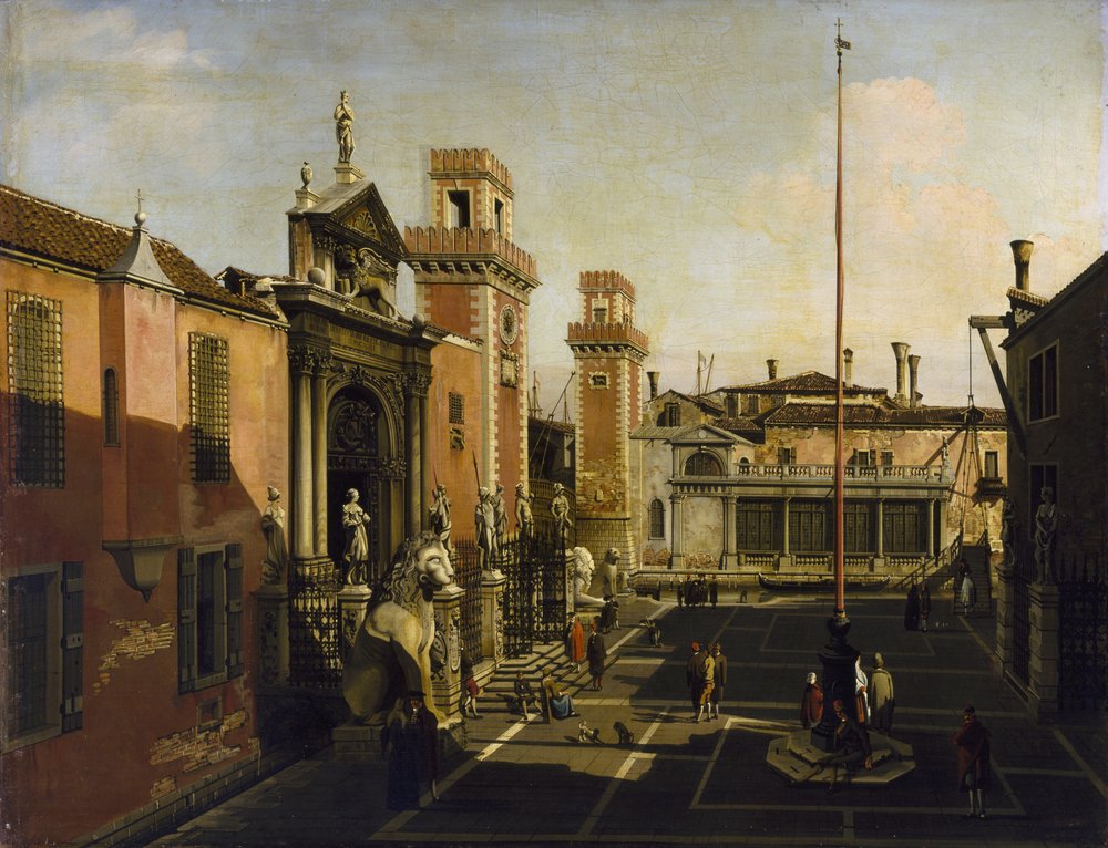 De Ingang van het Arsenaal, Venetië door Bernardo after Bellotto