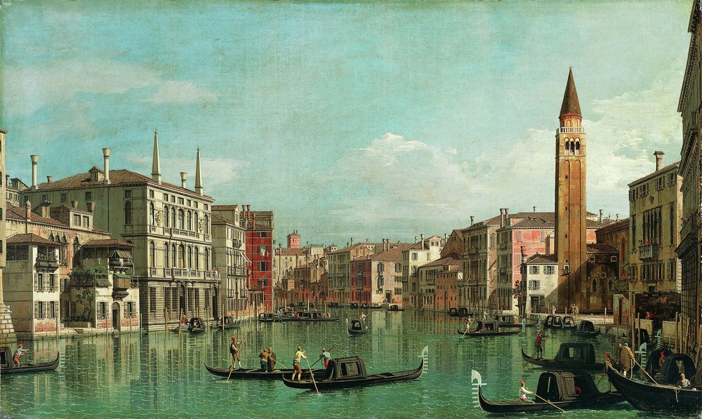 Het Canal Grande, Venetië, kijkend naar het zuidoosten, met het Campo della Carità aan de rechterkant, 1730s door Giovanni Antonio Canal