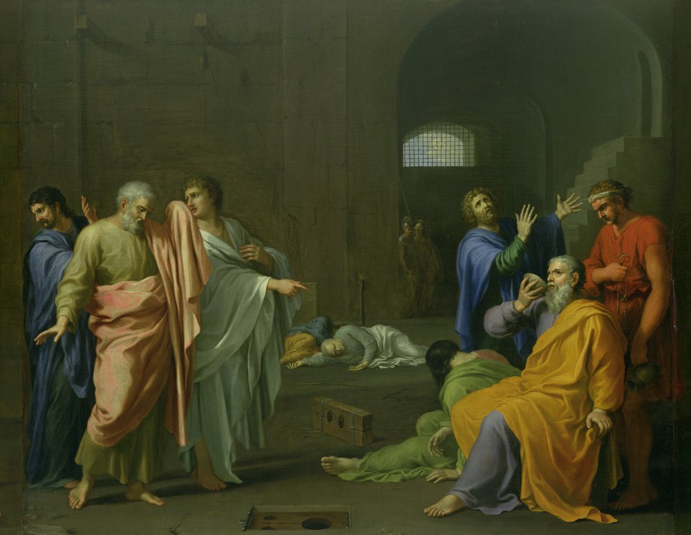 De dood van Socrates (469-399 v.Chr.) ca. 1650 door Charles-Alphonse Dufresnoy