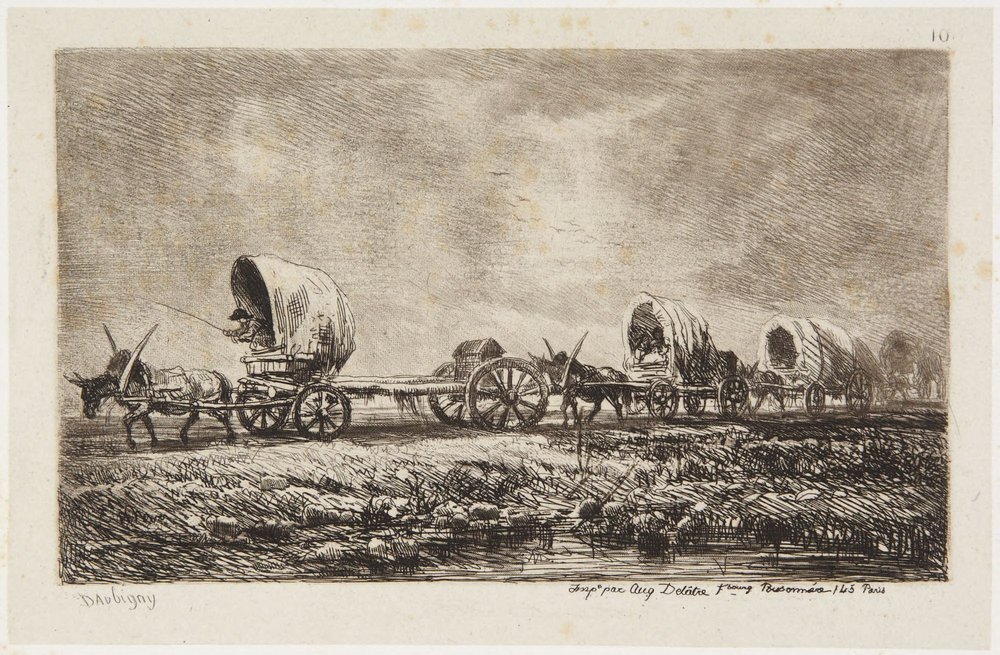 ‘De wagens’ (Delteil 76) door Charles Francois Daubigny
