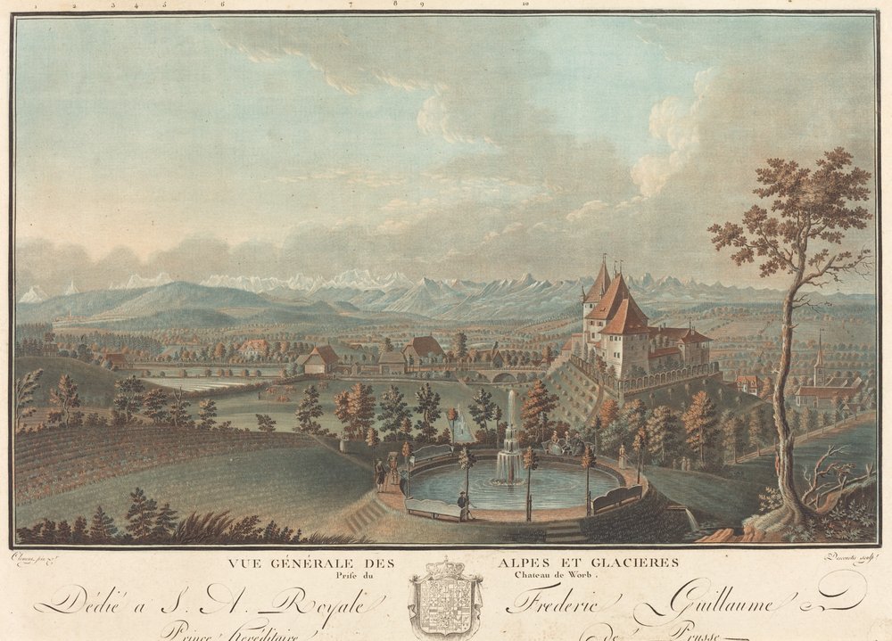 Algemeen Uitzicht op de Alpen en Gletsjers door Charles Melchior Descourtis