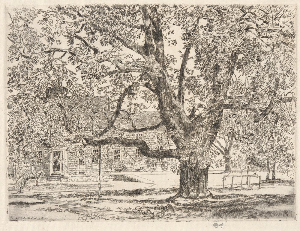 De grote paardenkastanjeboom, Easthampton door Childe Hassam