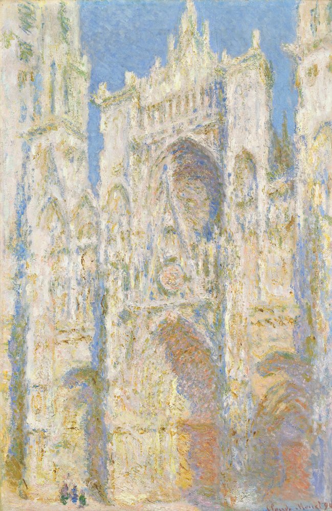 Rouen Kathedraal, West Façade, Zonlicht door Claude Monet