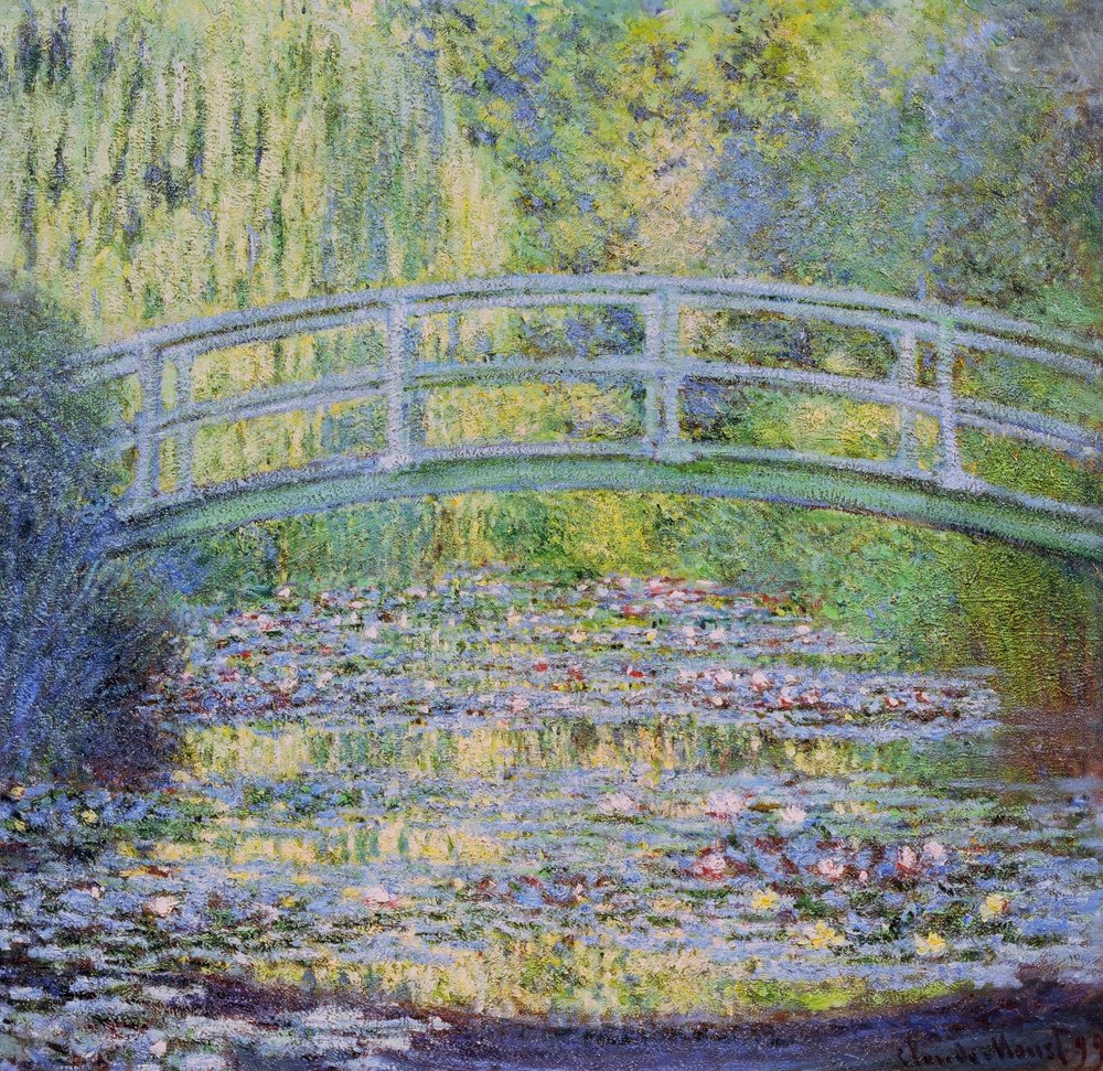 De waterlelijver met de Japanse brug door Claude Monet
