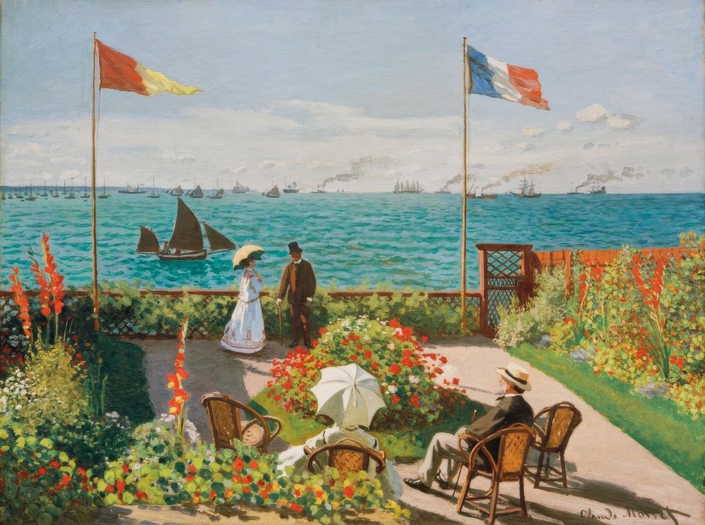 Het terras in Sainte-Adresse 1840-1926. door Claude Monet