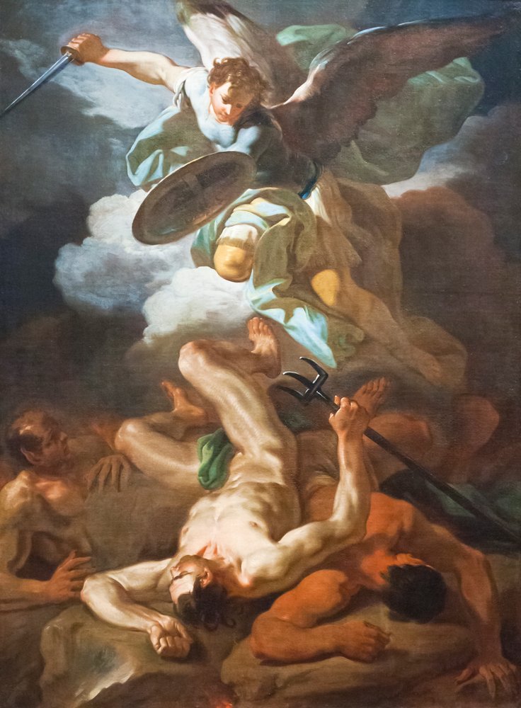 De aartsengel Sint-Michiel verslaat Satan door Corrado Giaquinto