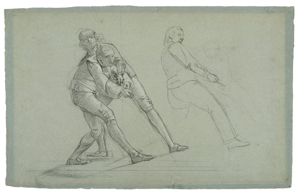 Studie voor Het Beleg van Gibraltar (Studie van figuren die aan een touw trekken), 1785-1786 door Daniel Mytens
