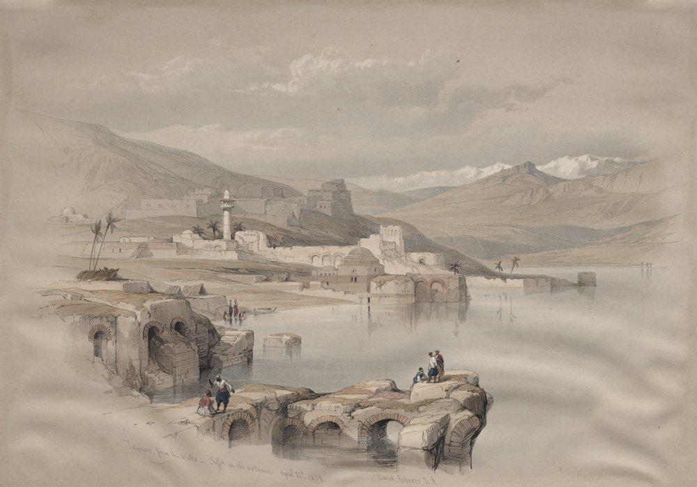 Tiberias, vanaf de Muren, Safet in de Verte door David Roberts