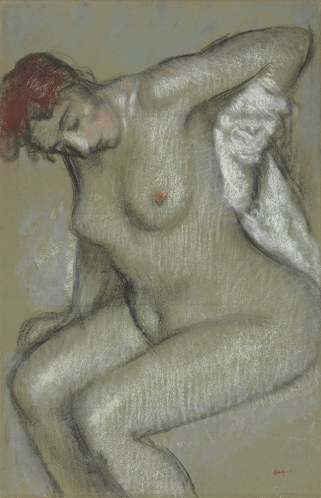 Naakte vrouw die zichzelf droogt; Femme nue s