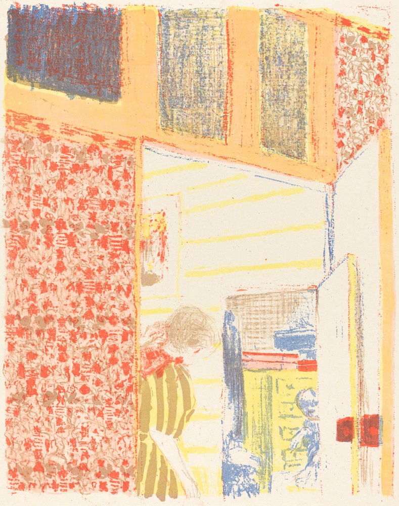 Interieur met Roze Behang II (Interieur aux tentures roses II) door Edouard Vuillard