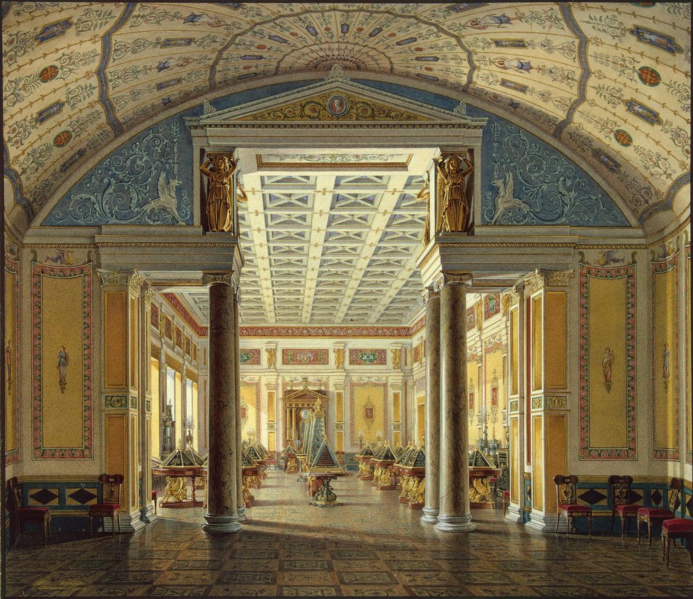 Interieurs van de Nieuwe Hermitage. De Kamer van Cameeën, 1854 door Eduard Hau