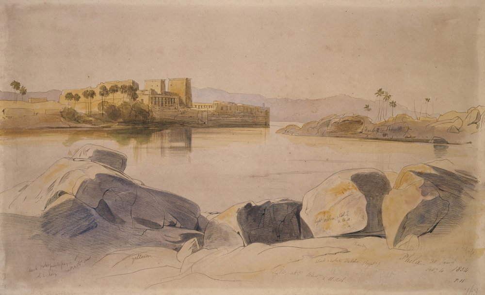 Philae, Egypte, 1854 door Edward Lear