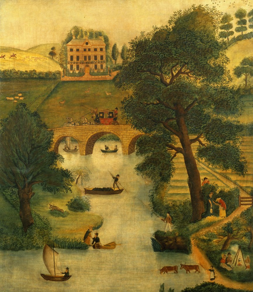 Landelijk tafereel met koets en paard, ca. 1835 door English School