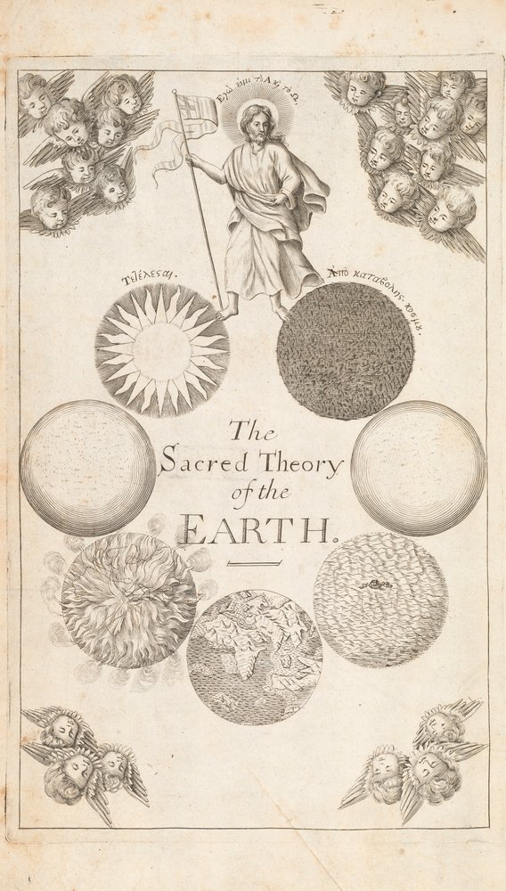 Frontispice uit De Theorie van de Aarde door Thomas Burnet, Londen, 1684 door English School