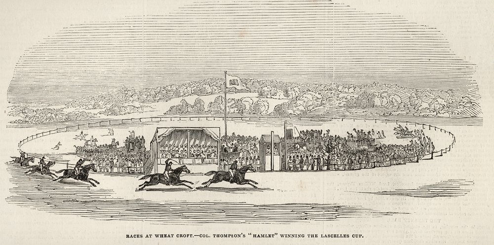 Races bij Wheat Croft: Col. Thompson's 'Hamlet' wint de Lascelles Cup, uit 'The Illustrated London News', 15 november 1845 door English School