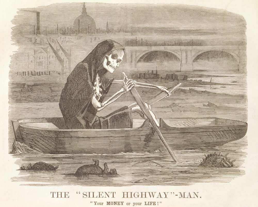 De man van de „Stille Weg“ - „Uw GELD of uw LEVEN“, spotprent uit „Punch, or the London Charivari“, 10 juli 1858 door English School