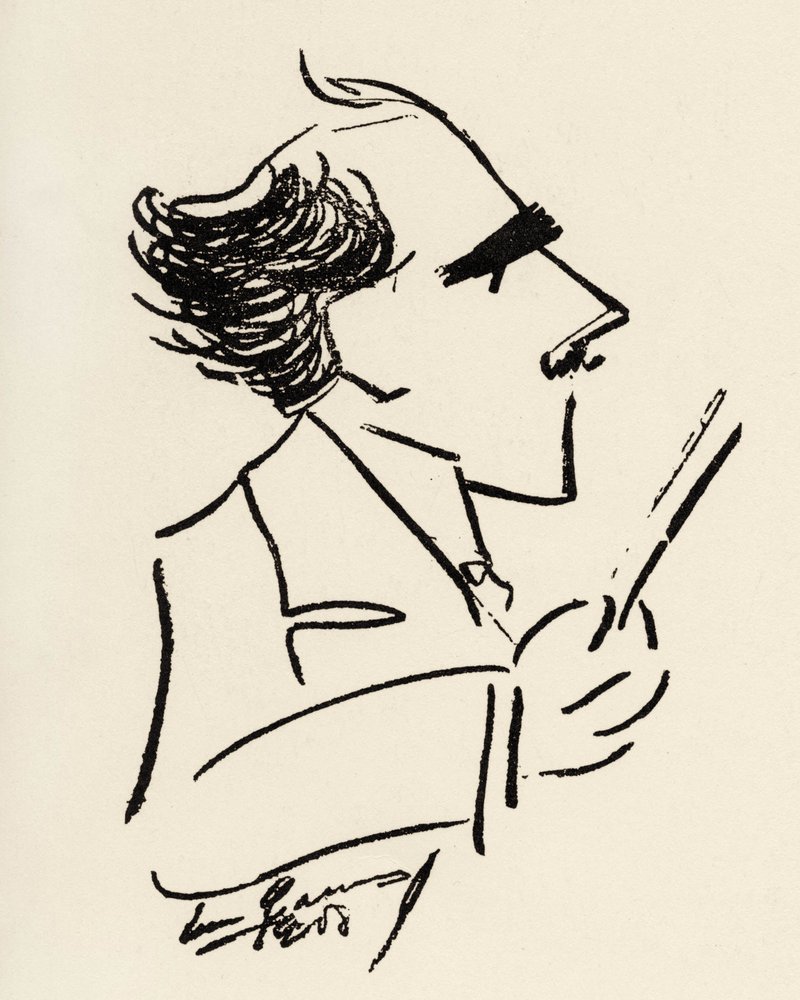 Arturo Toscanini (1867-1957) Italiaanse dirigent in een karikatuur door Enrico Caruso (Italiaanse tenor) door Enrico Caruso