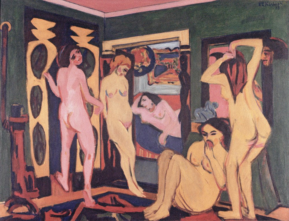 Baders in een kamer, 1908 door Ernst Ludwig Kirchner