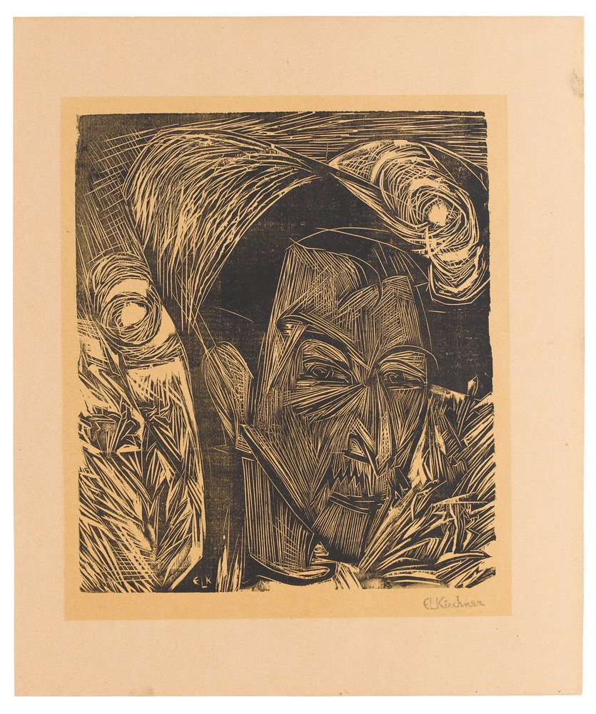 Portret van David Müller (blad 6 in: Bauhaus-prenten. 5e map) door Ernst Ludwig Kirchner