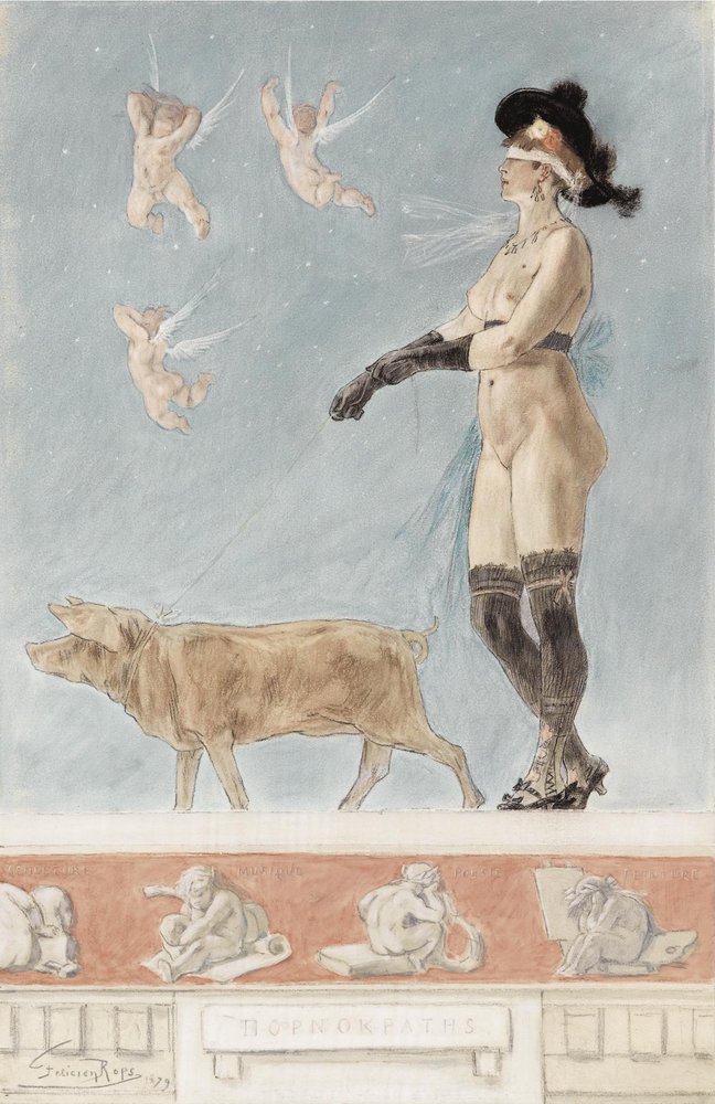 Pornokrates - De dame met het varken door Félicien Rops
