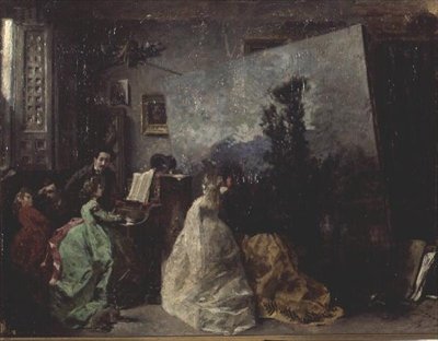 Het atelier van Antonio Munoz Degrain door Francisco Domingo Marqués