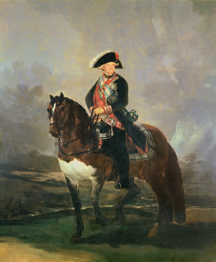 Ruiterportret van koning Carlos IV, 1800-1801 door Francisco de Goya