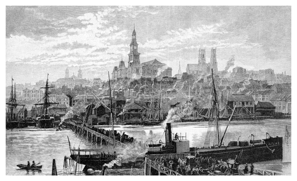 Darling Harbour, vanuit Pyrmont, Sydney, New South Wales, Australië, 1886 door Frederic B. Schell